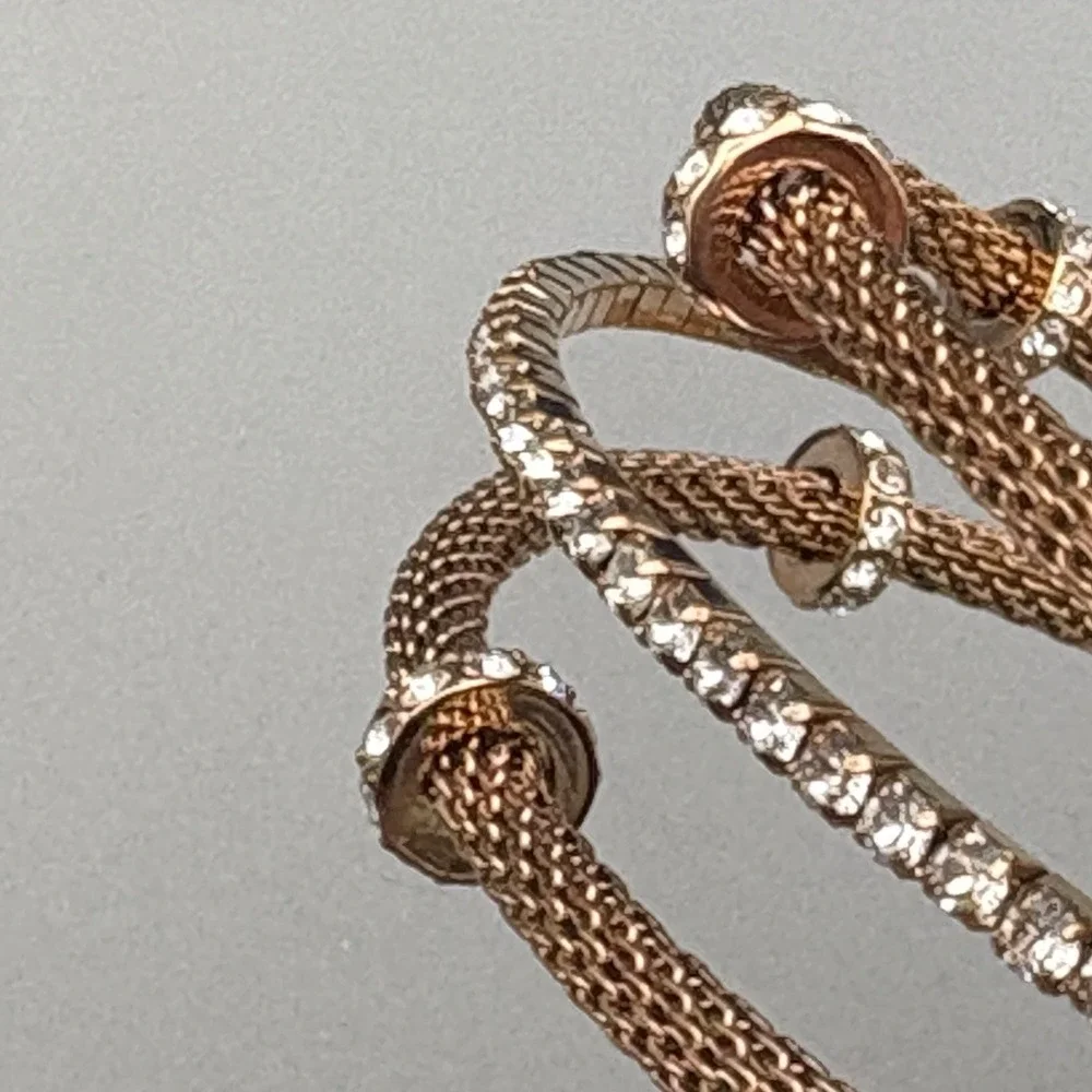 Swarovski Bracelet Cuff Crystals Flexible Mesh Small Rose Gold Plated